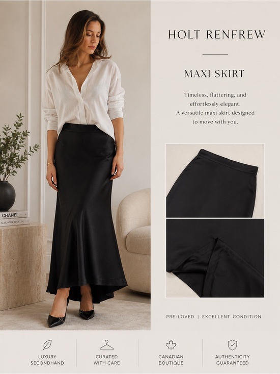 Holt Renfrew Dresses & Skirts - Holt Renfrew Black Satin Maxi Skirt